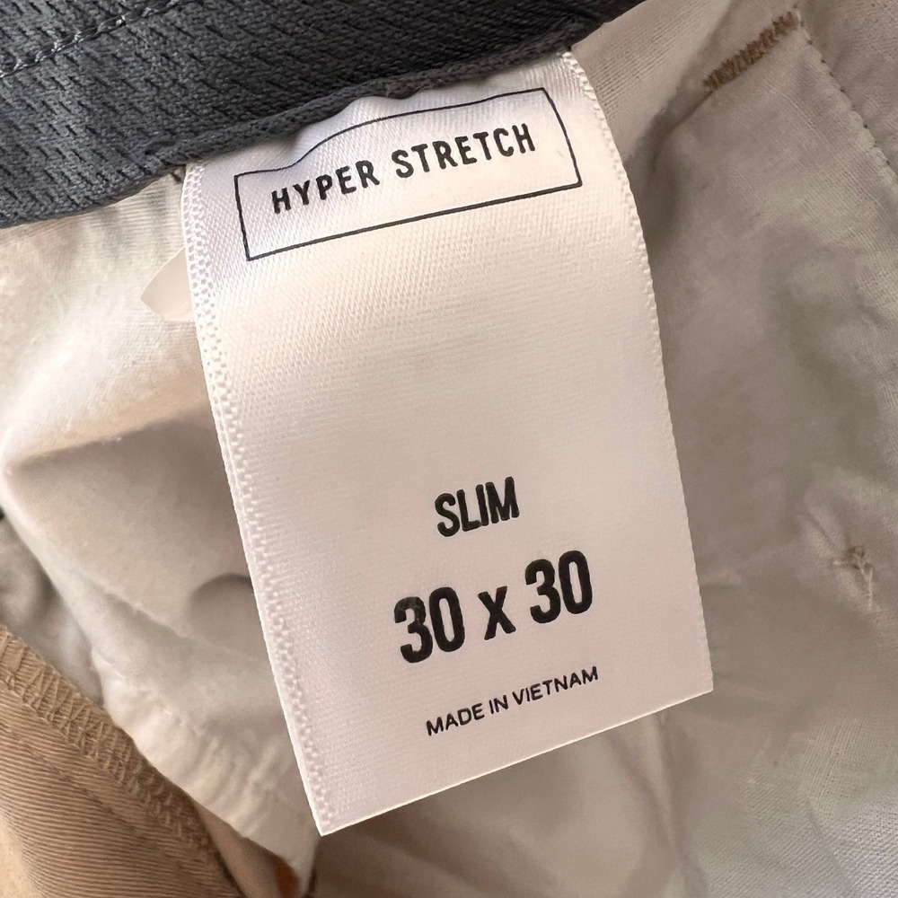EXPRESS Mens Slim Hyper Stretch‎ Chino Pants Tan Khaki Size 30x30 - Picture 3 of 4